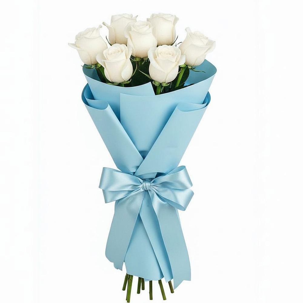 Букет 7 белых роз Проуд в Марьино