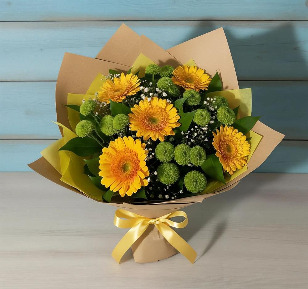 Букет цветов из: Герберы и Хризантемы в Марьино