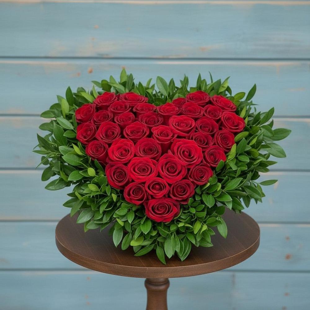 Цветочная композиция из Розы в виде сердца в Марьино