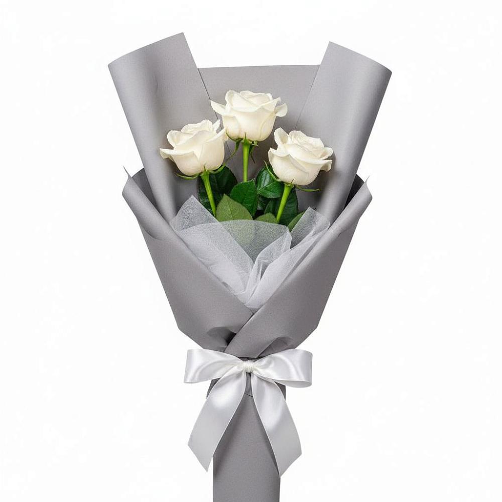 Букет 3 белые розы в Марьино