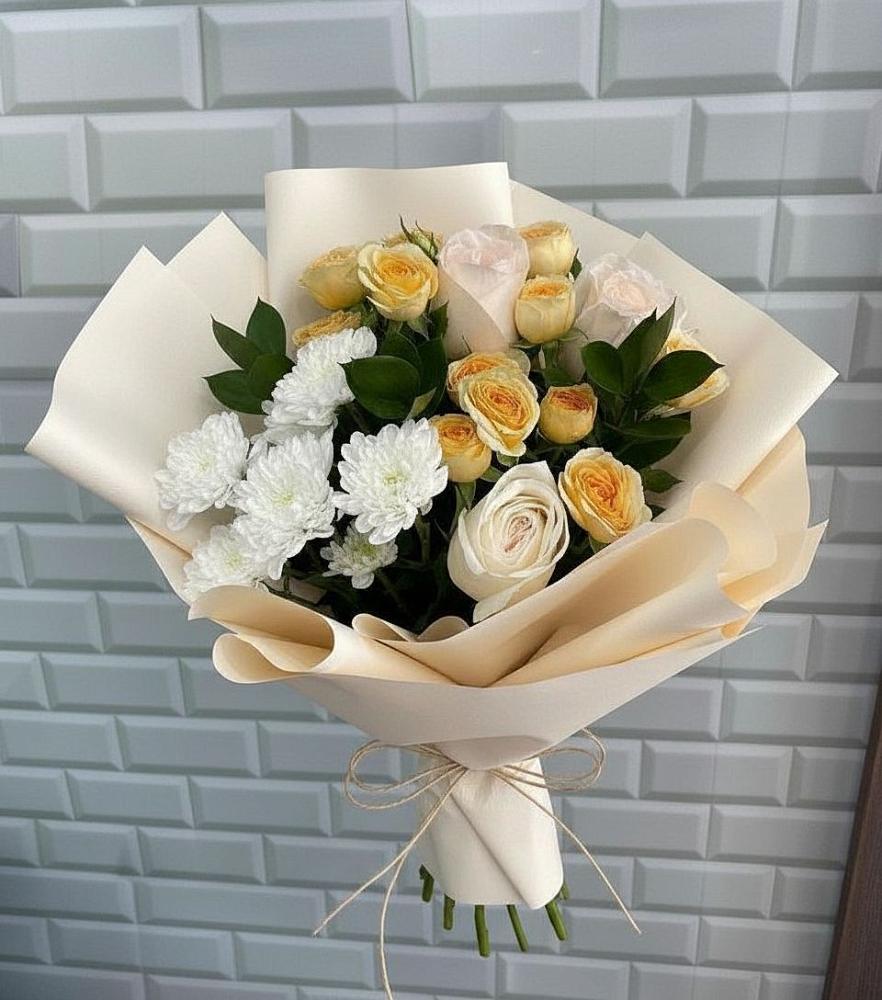 Букет цветов из: Розы и Хризантемы в Марьино