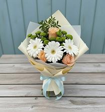 Букет цветов из:  Герберы, Розы и Хризантемы в Марьино