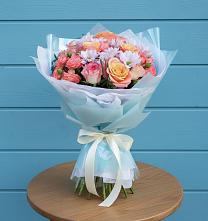 Букет цветов из:  Хризантемы и Розы в Марьино