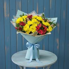 Букет цветов из:  Альстромерии и Хризантемы в Марьино